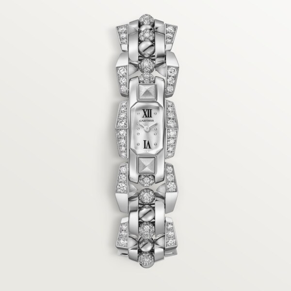 Clash [Un]limited watch Small model, quartz movement, rhodium-finish white gold, diamonds